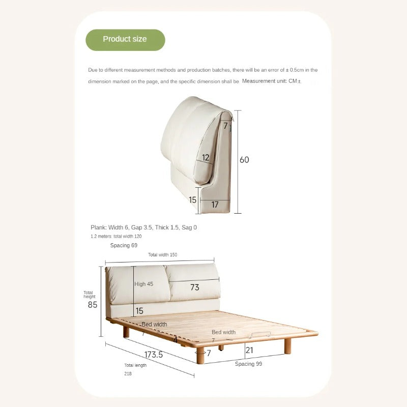 Beech Solid Wood Children's Bed with organic leather.