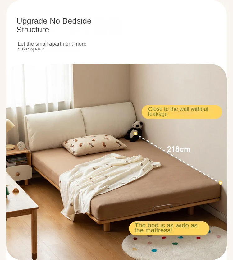 Beech Solid Wood Children's Bed with organic leather.