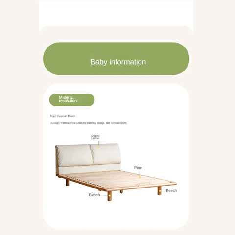 Beech Solid Wood Children's Bed with organic leather.