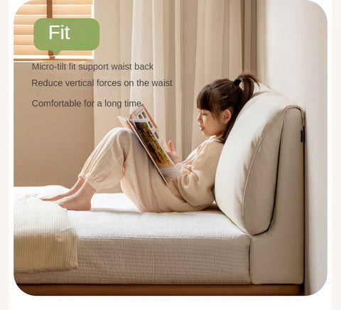 Beech Solid Wood Children's Bed with organic leather.