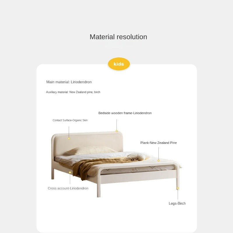 Rubber, Poplar Solid Wood Children's Single Bed