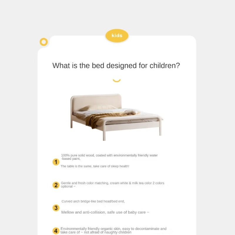 Rubber, Poplar Solid Wood Children's Single Bed