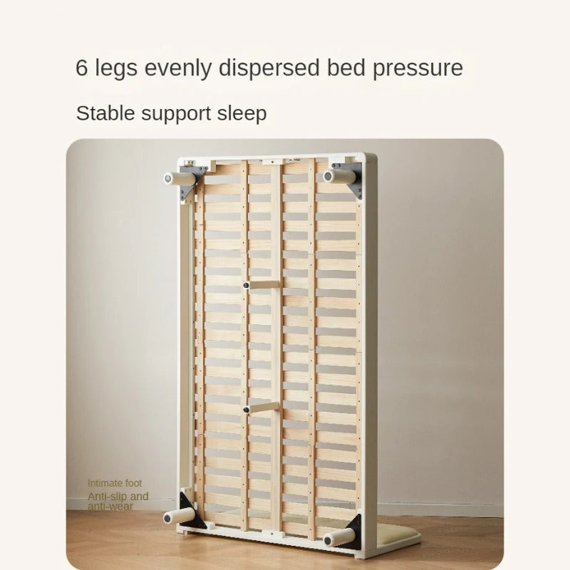 Rubber Solid Wood Children's White Cream Style Montessori Platform Bed.