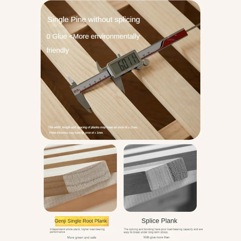 Rubber Solid Wood Children's White Cream Style Montessori Platform Bed.