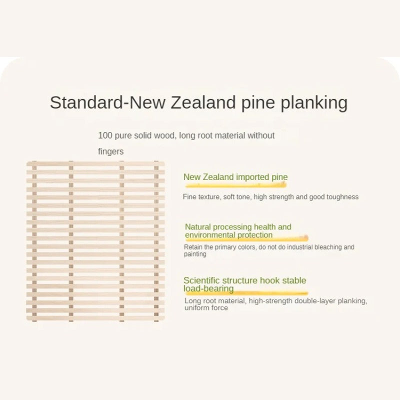 Rubber Solid Wood Children's White Cream Style Montessori Platform Bed.