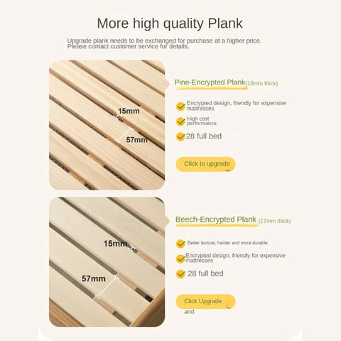 Rubber Solid Wood Children's White Cream Style Montessori Platform Bed.