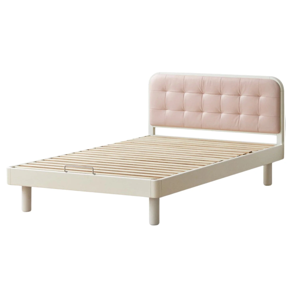 Rubber Solid Wood Children's White Cream Style Montessori Platform Bed.