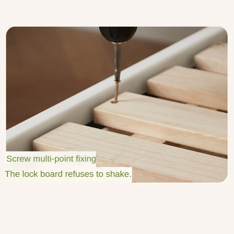 Rubber Wood White Cream Style Children's Soft Bed.