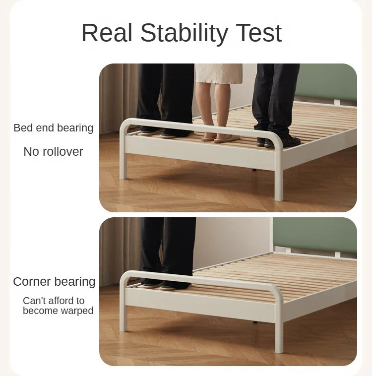 Rubber Wood White Cream Style Children's Soft Bed.