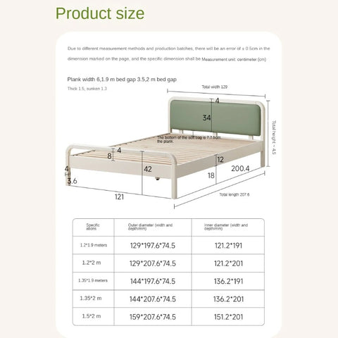 Rubber Wood White Cream Style Children's Soft Bed.