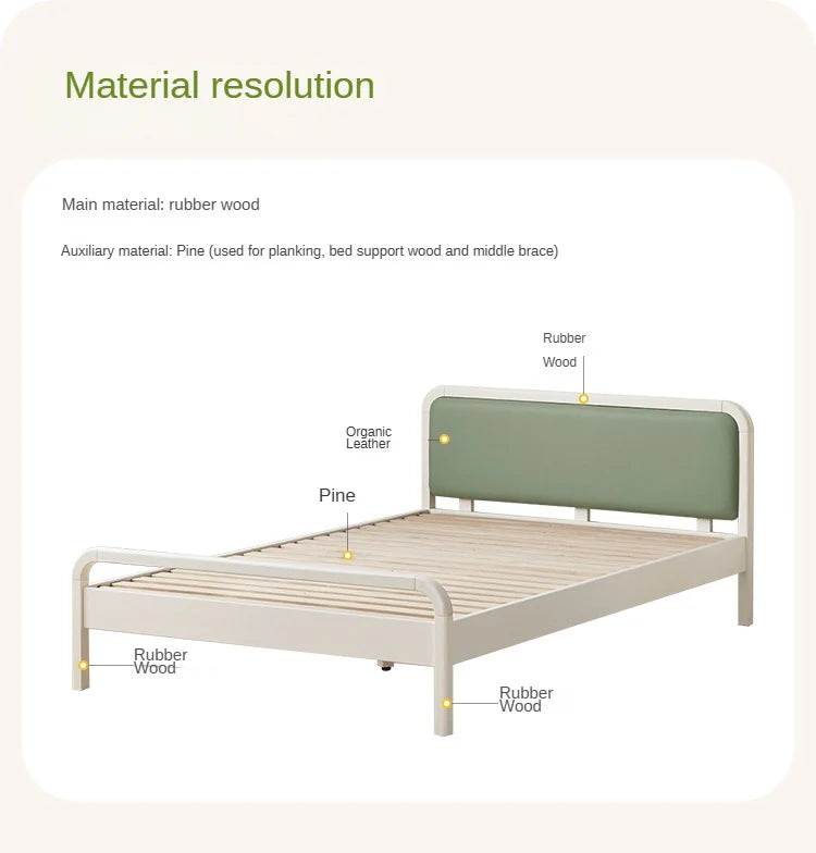 Rubber Wood White Cream Style Children's Soft Bed.