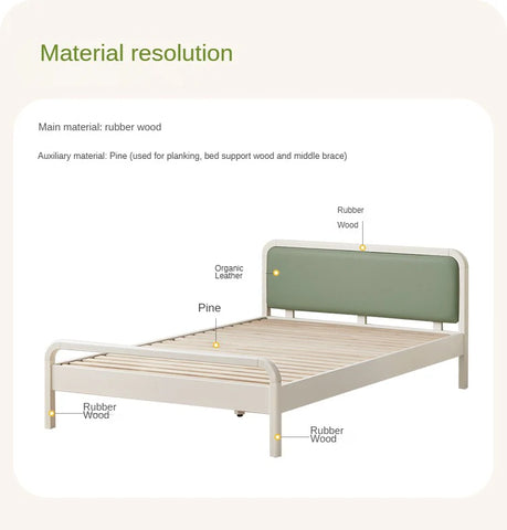 Rubber Wood White Cream Style Children's Soft Bed.
