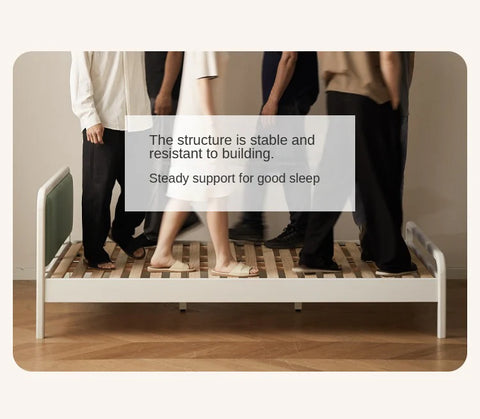 Rubber Wood White Cream Style Children's Soft Bed.