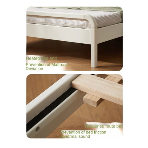Rubber Wood White Cream Style Children's Soft Bed.