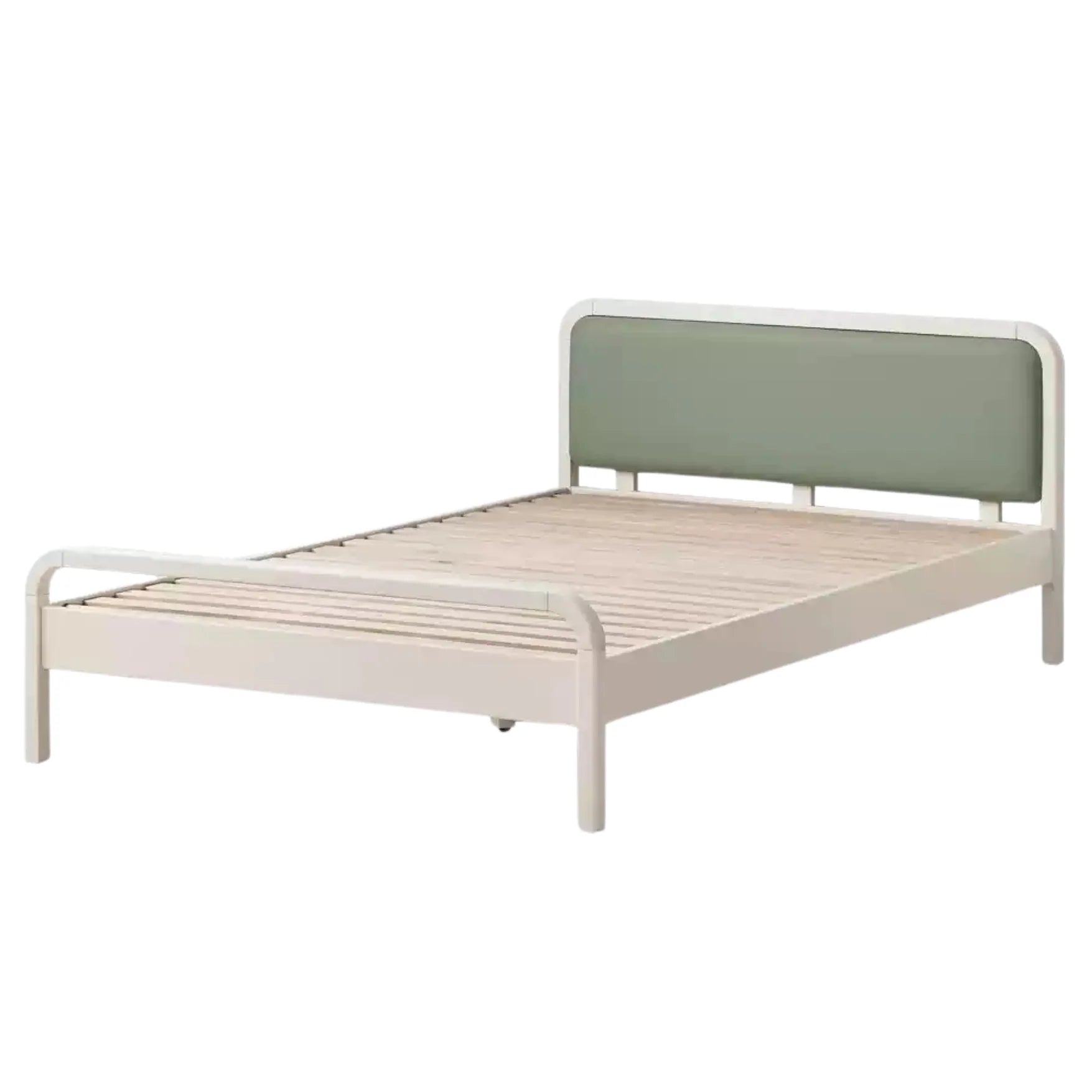 Rubber Wood White Cream Style Children's Soft Bed.