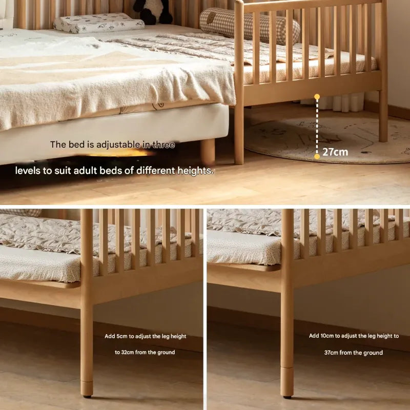 Beech solid wood children's bed with guardrails spliced bed<