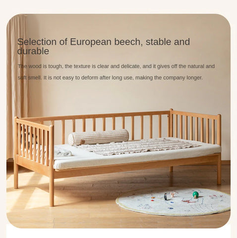 Beech solid wood children's bed with guardrails spliced bed<
