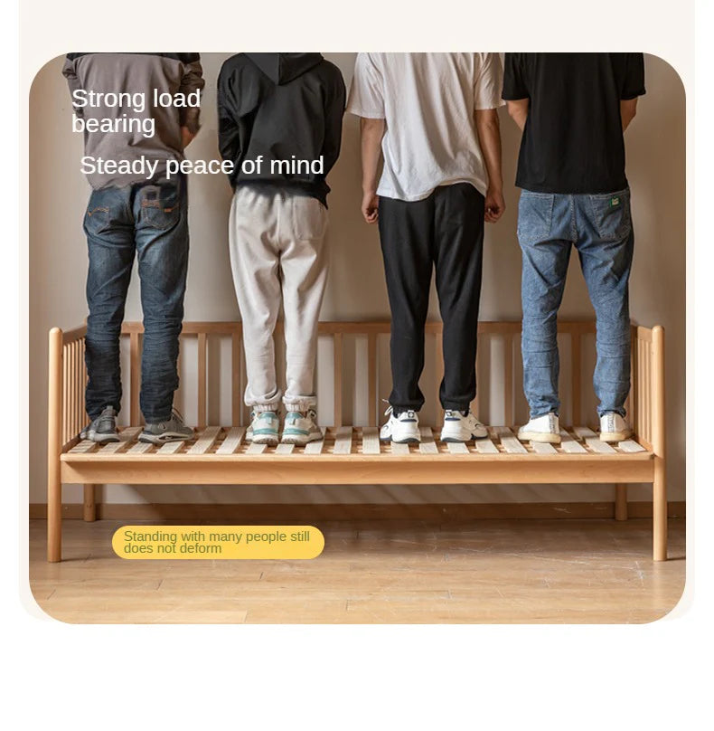 Beech solid wood children's bed with guardrails spliced bed<