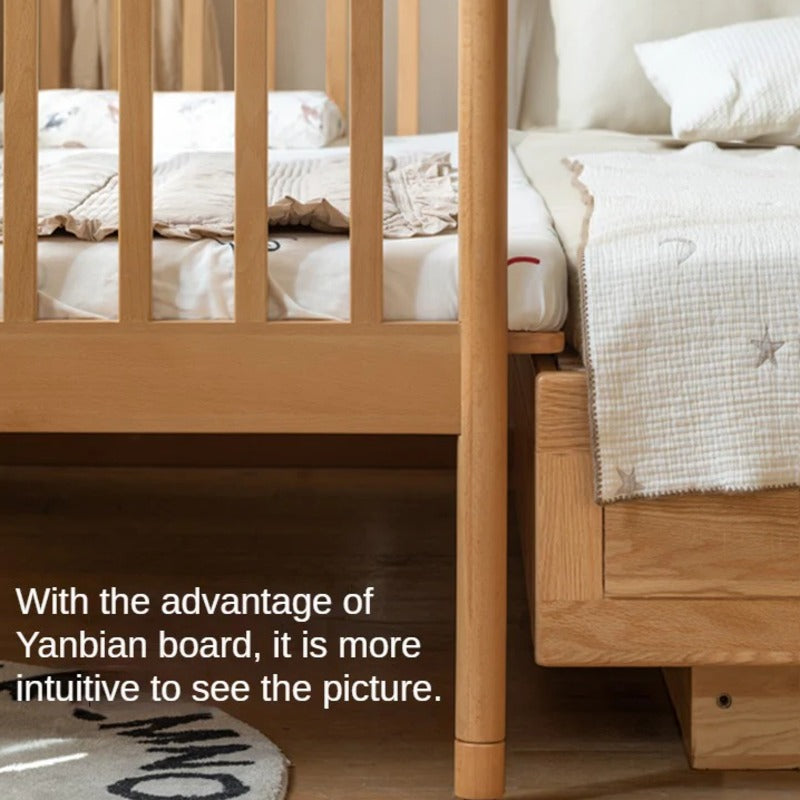 Beech solid wood children's bed with guardrails spliced bed<