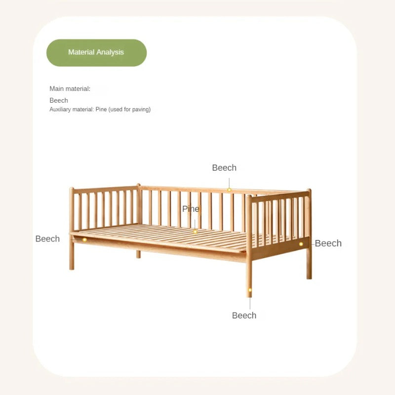 Beech solid wood children's bed with guardrails spliced bed<