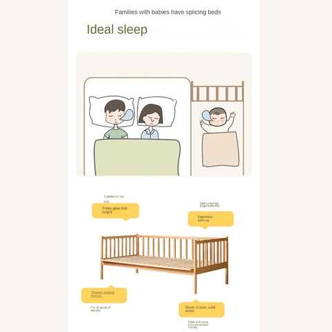 Beech solid wood children's bed with guardrails spliced bed<