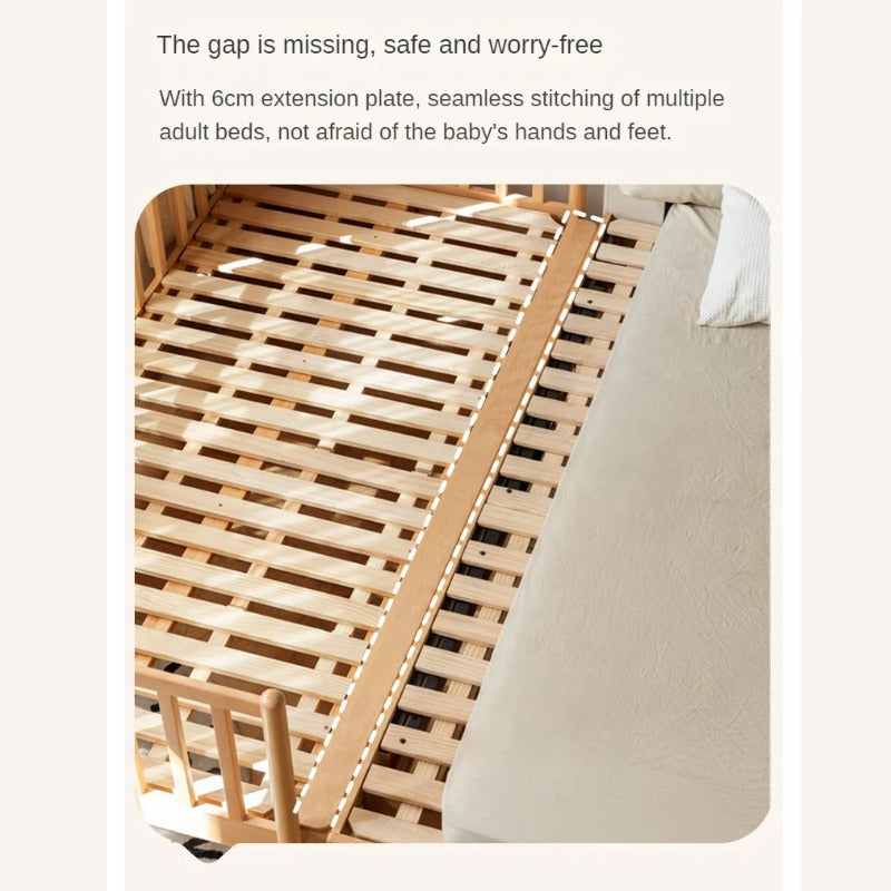 Beech solid wood children's bed with guardrails spliced bed<