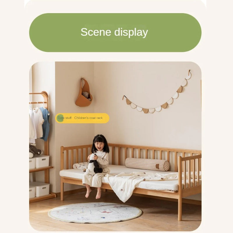 Beech solid wood children's bed with guardrails spliced bed<
