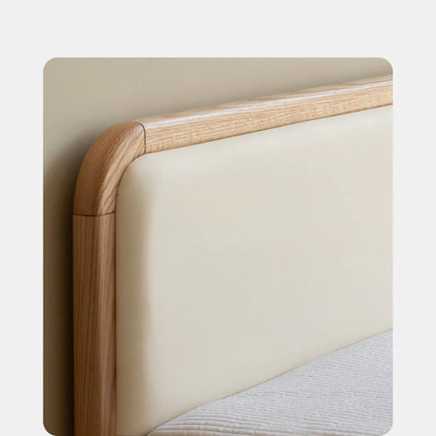 Oak solid wood children's bed with organic leather<