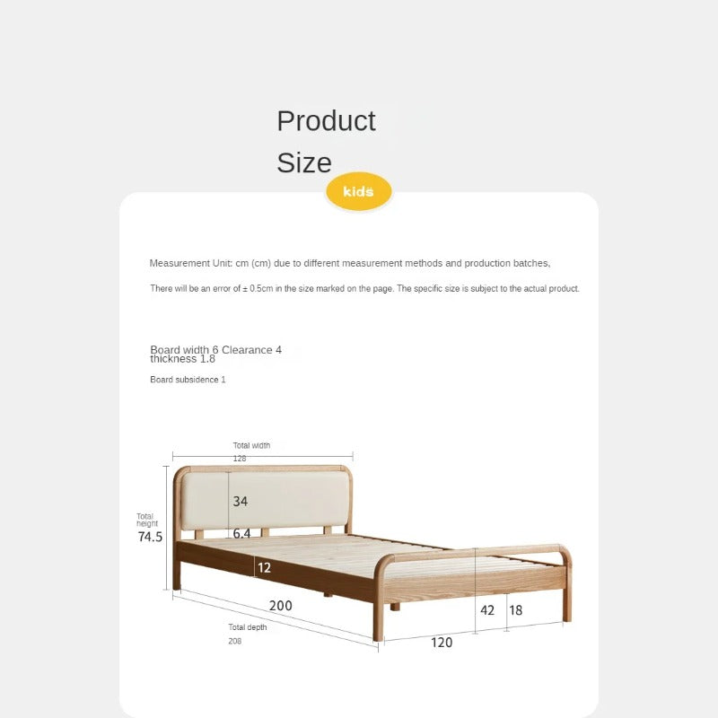 Oak solid wood children's bed with organic leather<