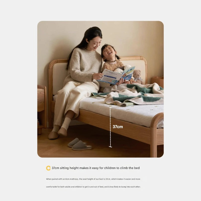 Oak solid wood children's bed with organic leather<