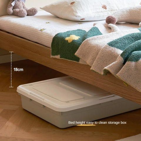 Oak solid wood children's bed with organic leather<