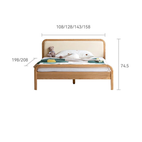 Oak solid wood children's bed with organic leather<