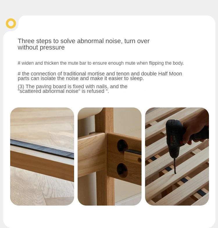 Oak solid wood children's bed with organic leather<