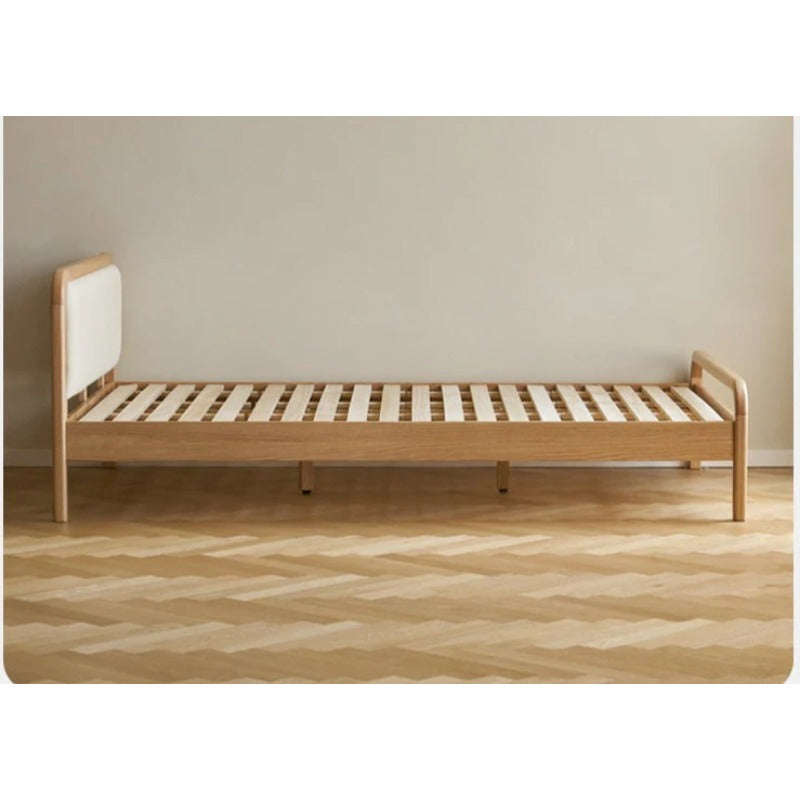 Oak solid wood children's bed with organic leather<