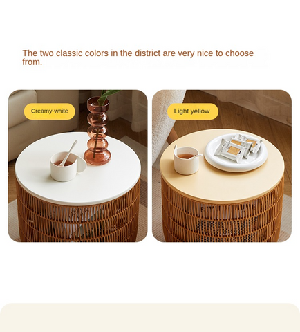 Rubber Solid Wood Cream Style Children Toy Storage Basket with Handwoven Rattan Cabinet for Bedroom & Living Room Organization