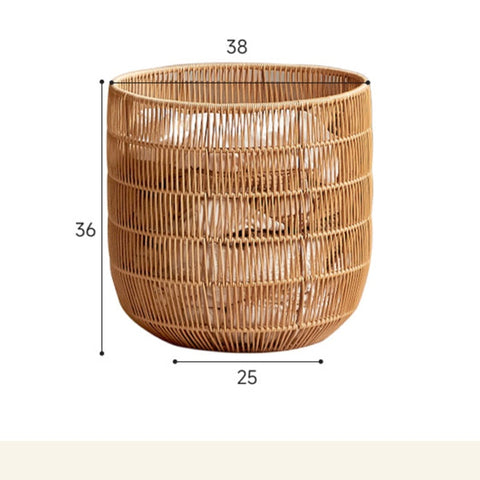 Rubber Solid Wood Cream Style Children Toy Storage Basket with Handwoven Rattan Cabinet for Bedroom & Living Room Organization