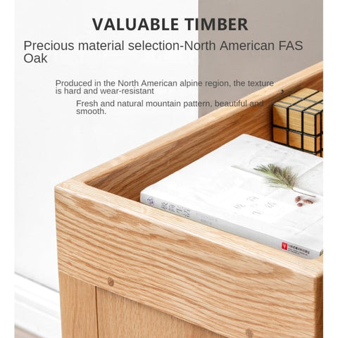 Oak Solid Wood Childrens Bookshelf Storage Rack Mobile Nordic Organizer Natural Finish