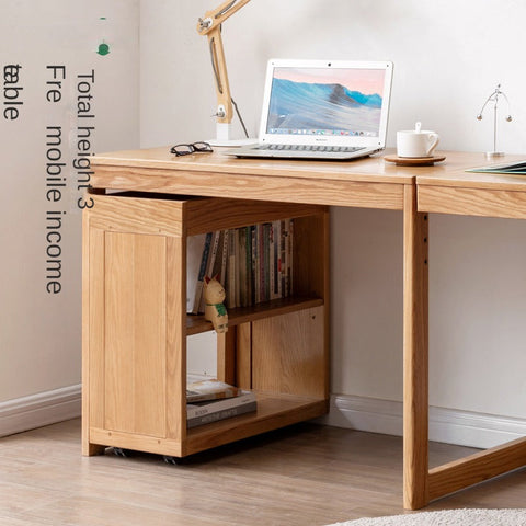 Oak Solid Wood Childrens Bookshelf Storage Rack Mobile Nordic Organizer Natural Finish