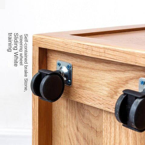 Oak Solid Wood Childrens Bookshelf Storage Rack Mobile Nordic Organizer Natural Finish