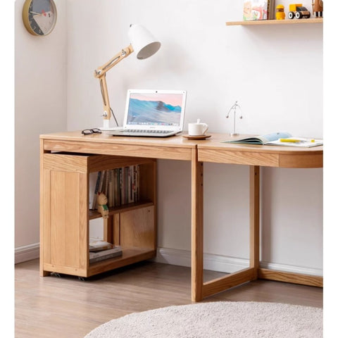 Oak Solid Wood Childrens Bookshelf Storage Rack Mobile Nordic Organizer Natural Finish