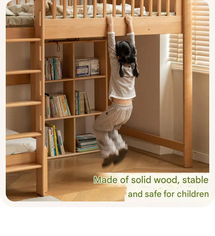 Beech solid wood children's bunk bed.