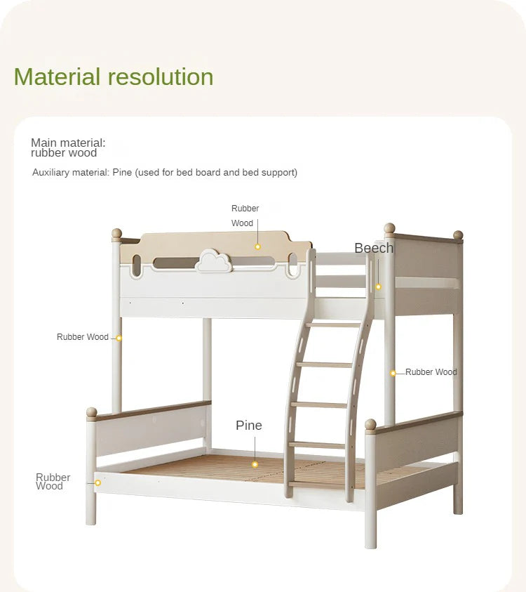 Beech solid wood children's bunk bed