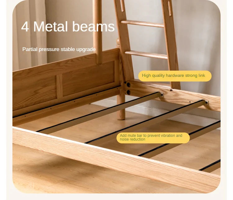 Beech, Oak Solid Wood Children's Bunk Bed.