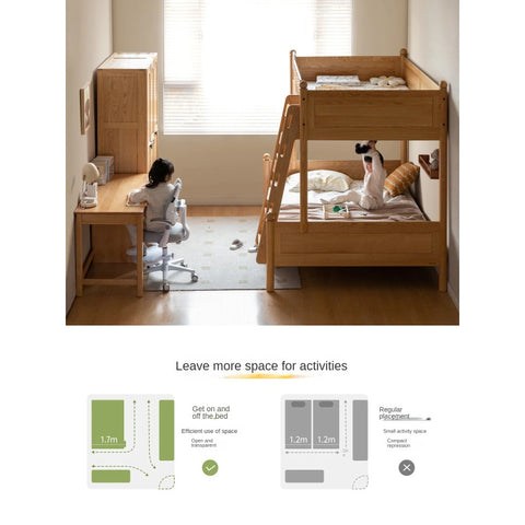 Beech, Oak Solid Wood Children's Bunk Bed.