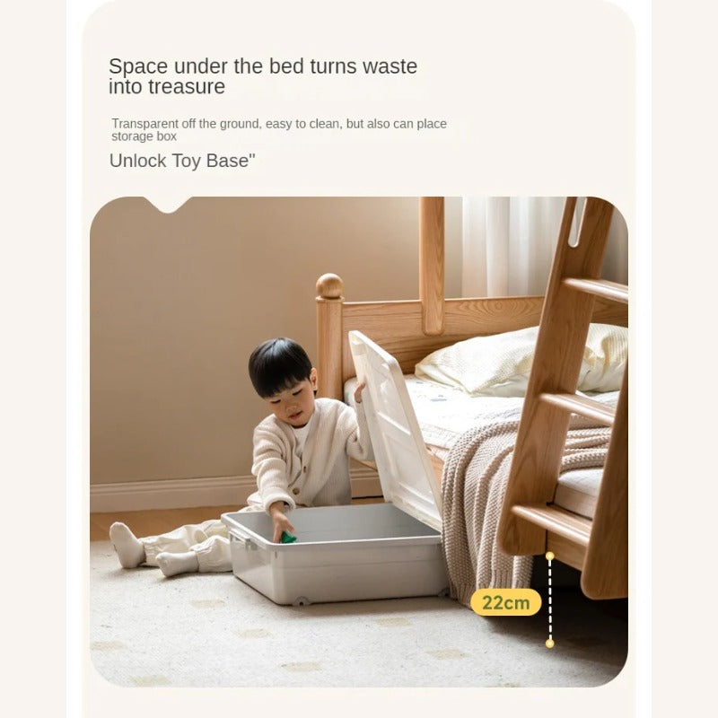 Beech, Oak Solid Wood Children's Bunk Bed.