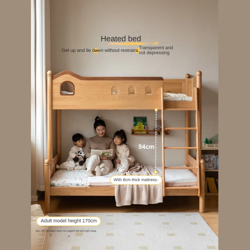 Beech, Oak Solid Wood Children's Bunk Bed.