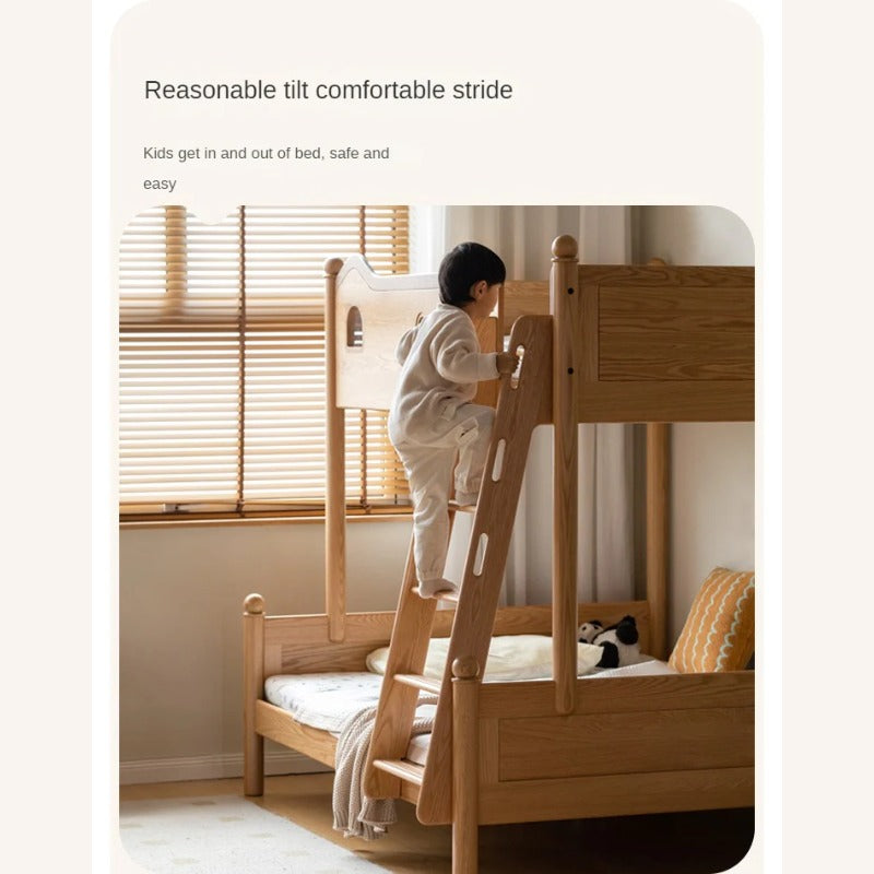 Beech, Oak Solid Wood Children's Bunk Bed.