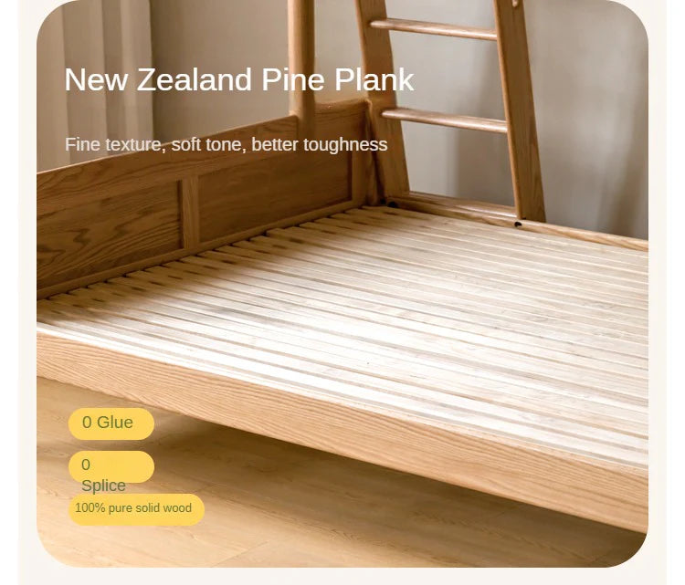 Beech, Oak Solid Wood Children's Bunk Bed.