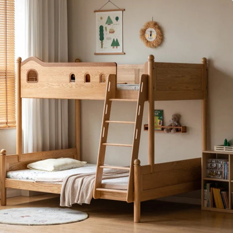Beech, Oak Solid Wood Children's Bunk Bed.