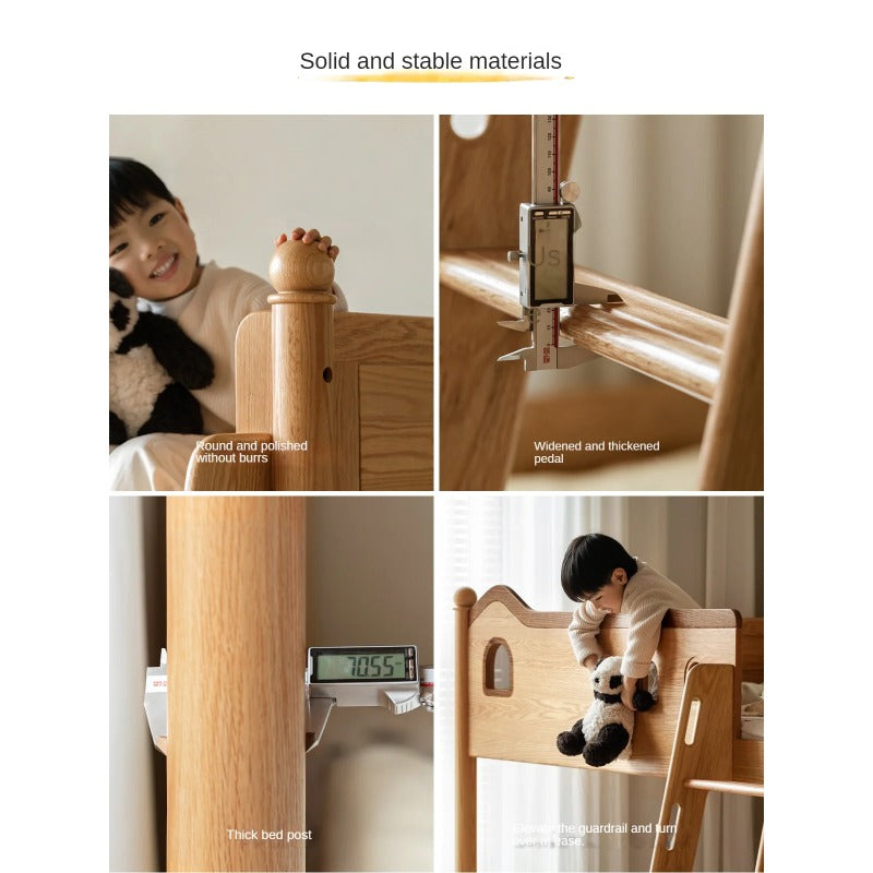 Beech, Oak Solid Wood Children's Bunk Bed.